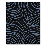 Abstract Blue Wave Lines Area Rug on Black