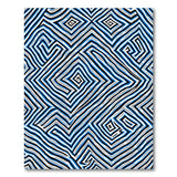 Blue and Teal Bold Blue Geometric Maze Area Rug