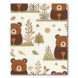 Chibi Brown Bear Forest Friends Area Rug