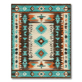 Teal Terracotta Southwestern Geometric Area Rug