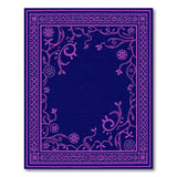 Navy Magenta Floral Vine Border Area Rug
