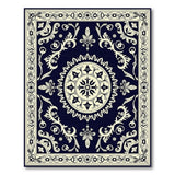 Blue and Teal Traditional Persian Navy Blue Traditional Persian Medallion Rug