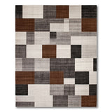 Modern Geometric Patchwork Area Rug in Grey Brown