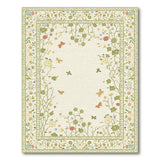 Cream Floral Vines Butterflies Vintage Rug