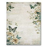 Vintage Teal Butterfly Rose Floral Rug