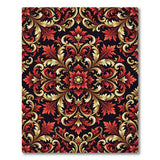 Red Gold Baroque Floral Area Rug