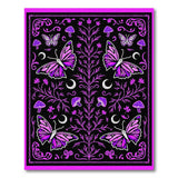 Mystical Purple Butterfly Mushroom Moon Boho Rug