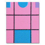 Playful Pink Grid Area Rug with Blue Purple Shapes