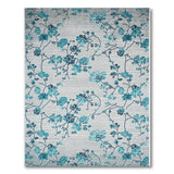Teal Floral on Grey Area Rug