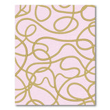 Blush Pink Abstract Area Rug with Golden Swirls