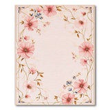 Pink Peony Floral Vintage Area Rug with Gold Frame