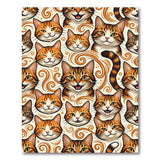 ODIKA Playful Ginger Cat Pattern Washable Area Rug - Low Pile & Non-Slip