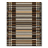 Brown Tan Plaid Stripe Woven Area Rug