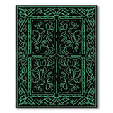 Ornate Green Floral Line Art Area Rug