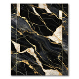 ODIKA Modern Black and Gold Marble Washable Rug - Low Pile Non-Slip Luxury Area Rug