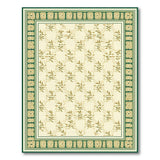 Beige Leaf Trellis Area Rug with Green Border