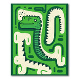 Playful Green Dinosaur Maze Kids Area Rug