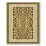 Tan Leopard Print Area Rug with Ornate Borders