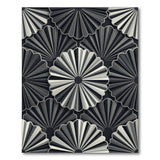 Black White Layered Fan Geometric Area Rug