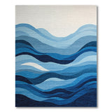 Blue and Teal Blue Abstract Wave Area Rug
