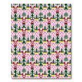 Festive Pink Christmas Trees Cardinals Area Rug