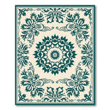 Blue and Teal Ornate Teal Mandala Floral Area Rug