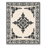 Traditional Persian Black and White Ornate Black Floral Persian Area Rug