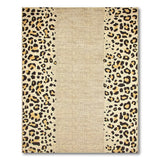 Leopard Print Area Rug with Beige Center Stripe