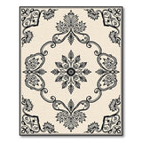 Ornate Beige Persian Area Rug with Black Floral Medallion