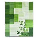 Green Geometric Textured Area Rug with Leaves