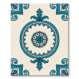 Cream Blue Ornate Medallion Area Rug