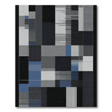 Blue and Teal Modern Geometric Patchwork Area Rug in Grey Blue