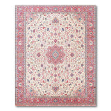 Red Border Ivory Persian Floral Area Rug