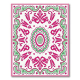 Ornate Pink Green Persian Medallion Rug
