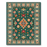 Blue and Teal Floral Teal Persian Floral Medallion Area Rug
