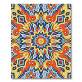 Vibrant Blue-Orange Mandala Geometric Area Rug