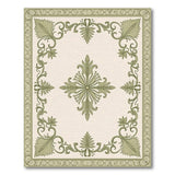 Ornate Sage Green Floral Border Area Rug