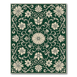 Ornate Emerald Green Floral Vintage Area Rug