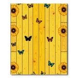 Sunflower Butterfly Yellow Wood Plank Rug