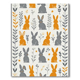 Playful Orange Grey Bunny Kids Area Rug