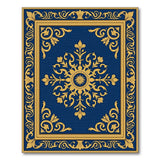 Navy Blue Gold Ornate Baroque Area Rug