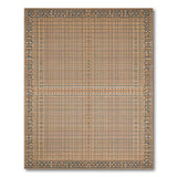 Tan Woven Grid Area Rug with Dark Border