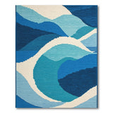 Geometric Modern Layered Blue Wave Geometric Area Rug