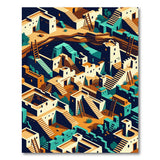 Isometric Pueblo Village Area Rug