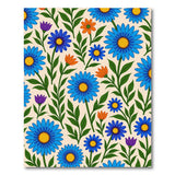 Vibrant Blue Daisy Wildflower Area Rug