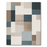 Geometric Patchwork Area Rug in Beige Blue Teal