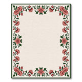 Pink Rose Vine Floral Border Area Rug