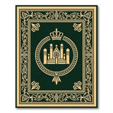 Regal Crowned Temple Emerald Green Rug