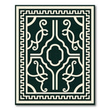 Ornate Black White Geometric Area Rug