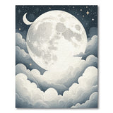 Celestial Full Moon Clouds Rug